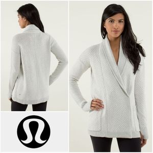 LULULEMON Post Practice Knit Cardi -  Silver Spoon/White Size 8